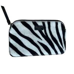 Paule Ka Zebra Print Pony Hair Clutch Purse Pouch